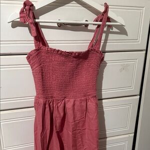 GAP Pink Smocked Midi Dress